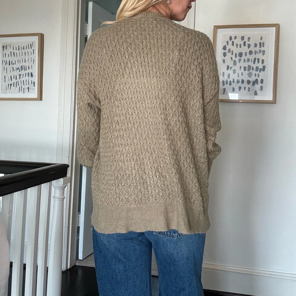 Rylee + Cru Textured Knit Open Front Cardigan Sweater Taupe Size S - Picture 8 of 8